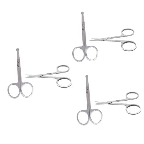 Produktbild: Beaupretty 3 Sätze Nasenhaar-augenbrauentrimmer Scheren Zum Schneiden Von Gesichtshaaren Vibrissa-schere Bartschere Brow Trimmer Sicherheitsschere Nasenhaarschneider Aus Edelstahl 2 Stück * 3