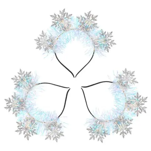 Produktbild: Beaupretty 3 Stück Weihnachts-Schneeflocken-Stirnband Kopfbopper Haarreifen Glitzer-Lametta-Haarbänder Weihnachtskostüm-Haar-Accessoires Für Frauen Und