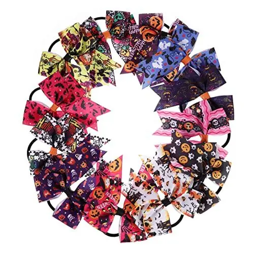 Produktbild: Beaupretty 48 Stk Halloween-haargummi Haargummis Für Kinder Halloween Jubeln Haarschleifen Halloween-pferdeschwanzhalter Haargummis Für Mädchen Kinderhalloween-haarseil Kürbis Fliege Stoff