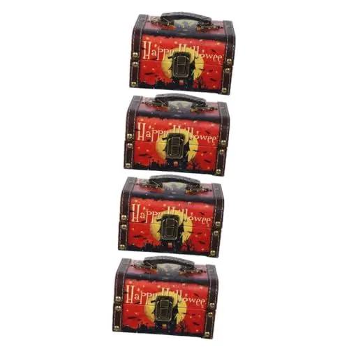 Produktbild: Beaupretty 4Er-Box Halloween-Aufbewahrungsbox Aufbewahrungsbox für Schmuck Halloween-Schatztruhe halloween dekoration kleine holzbox Halloween-Dekor Süßigkeitenbehälter Halloween-Organisator