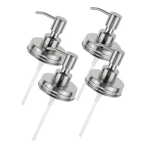 Produktbild: Beaupretty 4-teiliger Ersatzdeckel Und -pumpe Für Seifenspender Im Glas – Edelstahl Kein Installationswerkzeug Erforderlich Müheloses Pumpen Für Seifenflaschen