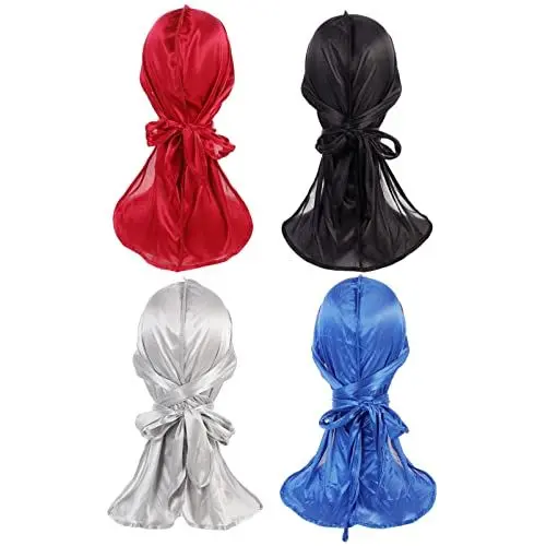 Produktbild: Beaupretty 4 Stück Wave-Hut Turban Wickelmütze Kopftuch Mützen Für Frauen Schwanzkopfhut Kopfbedeckung Kopf Wickeln Flauschige Dauer Männer Und Frauen Satin-