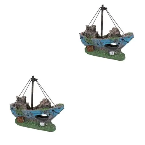 Produktbild: Beaupretty Angelzubehör 2st Dekorationen Für Schiffswrack-aquarien Angeln Aquarienschiff Tank- Betta-Aquarium Zubehör Für Angelboote Aquarium Ornament Schiffbruch Boot Aus Harz Panzer