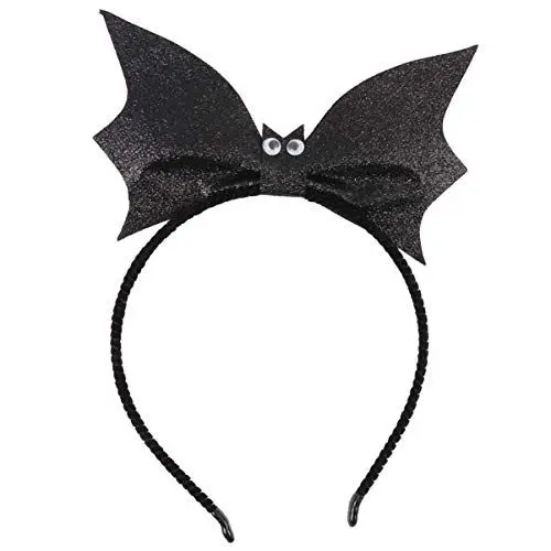 Produktbild: Beaupretty Fledermaus Haarreif Fledermaus Stirnband Haarbügel Glitzer Fledermaus Flügel Stirnband Fledermaus Haarbügel Schwarze Ohren Stirnband für Halloween Cosplay Mädchen Erwachsene (Schwarz)