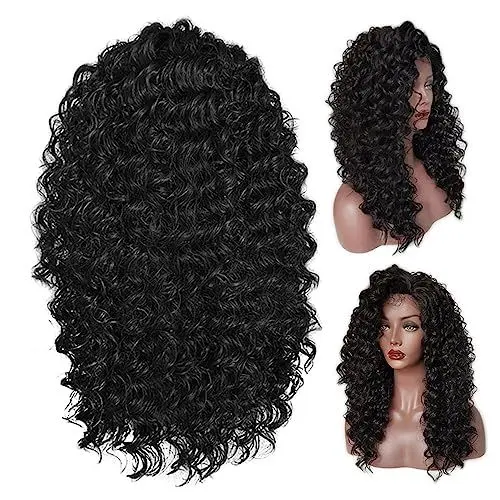 Produktbild: Beaupretty Echthaarperücke Schwarz Gelockt Hitzebeständig Kurze Bob-perücke Gewellt Kurze Lockige Lace-front-perücke Für Frauen