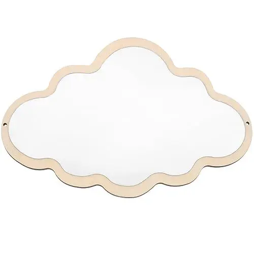 Produktbild: Beaupretty Holzspiegel Kinder Wolken Spiegel Holz Wandspiegel Schminkspiegel Kleine Kosmetikspiegel Dekorative Tischspiegel Wohnzimmer Wandbehang Weihnachten Badezimmer Deko