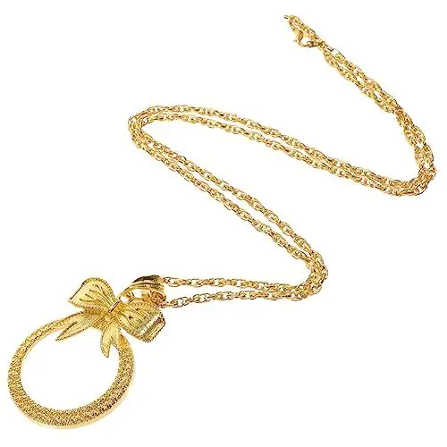 Produktbild: Beaupretty Lupe vergrößerungsglas Magnifier Lesehilfe für sehbehinderte Silberne zierliche Halskette Pullover Halskette Vergrößerungslinse Halskette Zinklegierung Golden