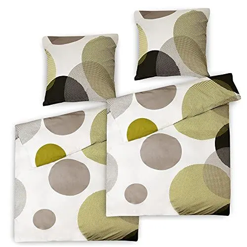 Produktbild: Beautissu Renforcé Bettwäsche 135x200 Baumwolle 4teilig – 2X Bettbezug 135x200 & 2X Kissenbezug 80x80 cm – 100% Baumwolle Sommerbettwäsche 135x200 Bettwäsche-Sets mit Reißverschluss – NELA