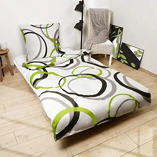 Produktbild: Beautissu Renforcé Bettwäsche 155x220 cm 1er Set Nina – Bettwäscheset 2teilig 100% Baumwoll Bettwäsche mit Reißverschluss - Ganzjahresbettwäsche Set 1x Bettdecken Bezug & 1x Kissenbezug 80x80 cm