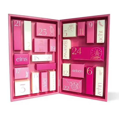 Produktbild: Beauty Adventskalender 2024 by Sarah Harrison – Kalender, Vorweihnachtszeit 24 Beauty-Überraschungen im Wert von über 300€, Weihnachtskalender PURELEI, L'Oréal, Rituals, Asam
