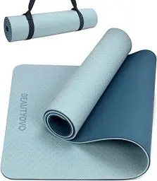 Produktbild: BEAUTYOVO Yogamatte Rutschfest mit Tragegurt, 8mm Extradick Yoga Matte, TPE Schadstofffrei Sportmatte für Zuhause oder Draußen, Fitnessmatte für Yoga Pilates Workout, Gymnastikmatte Doppelseitig
