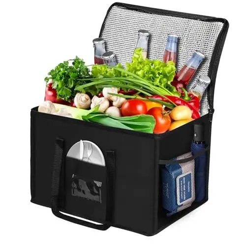 Produktbild: Beautyshow Kühltasche, 40L Groß Einkaufstasche, Dauerhaft Isoliertasche mit Tasche, Faltbar Thermotasche, Gefriertasche für Einkauf Picknick Camping Strand BBQ Auto