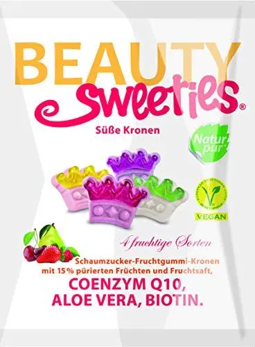 Produktbild: BeautySweeties Süße Kronen – Fruchtig-süße & vegane Fruchtgummi-Kronen mit 15% Fruchtmus und Fruchtsaft – Praktisch im 125 g Beutel