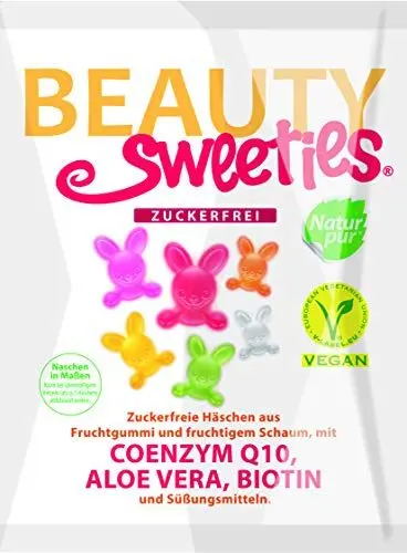 Produktbild: BeautySweeties Zuckerfreie Häschen 125 g - Fruchtig-süße, zuckerfreie & vegane Fruchtgummi-Häschen mit leckerem Fruchtschaum - Praktisch im 125 g Beutel