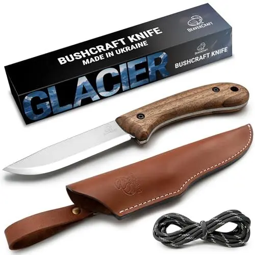 Produktbild: BeaverCraft Bushcraftmesser BSH2 Scandi Messer mit Klinge aus Kohlenstoffstahl – Bushcraft Messer Scandi Grind – Feststehendes Messer mit Scheide Vollerl, Bushcraft Messer mit Lederscheide
