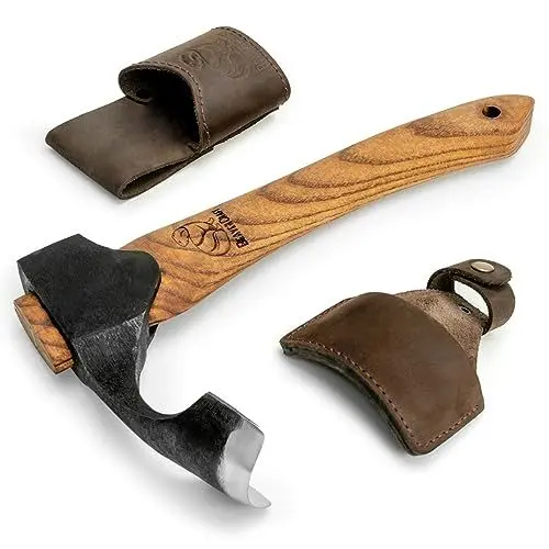 Produktbild: BeaverCraft Geschmiedete Adze, Holzbearbeitungs-Schüsseldechsel mit Holzgriff, Holzschnitzerei, Gebogene Adze – Holzschnitzaxt, Dachrinnendechsel – Handholzschnitzwerkzeuge, Schnitzwerkzeuge AX2