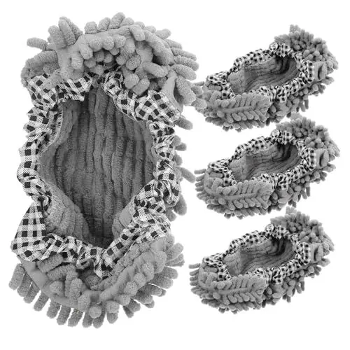 Produktbild: Beavorty 2paare Moppsocken Wiederverwendbar Elastische Mopp-hausschuhe Waschbare Schuhüberzüge Für Bodenreinigung Mopppantoffeln Mit Gummiband Geeignet Für Holz Und Keramikböden