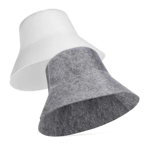 Produktbild: Beavorty 2stücke Sauna Mützen Aus Filz Schnelltrocknend Wasserabsorbierend Bequeme Haarschutzkappen Für Sauna Dampfbad Und Für Damen Und Herren Und Weiß