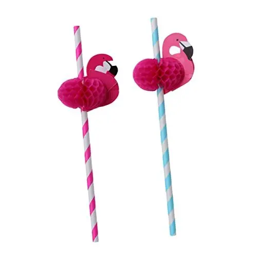 Produktbild: Beavorty 30 Flamingo-strohhalme Mit Wabenmuster – Umweltfreundliche Papierstrohhalme Für Feiern Veranstaltungen Und Partys