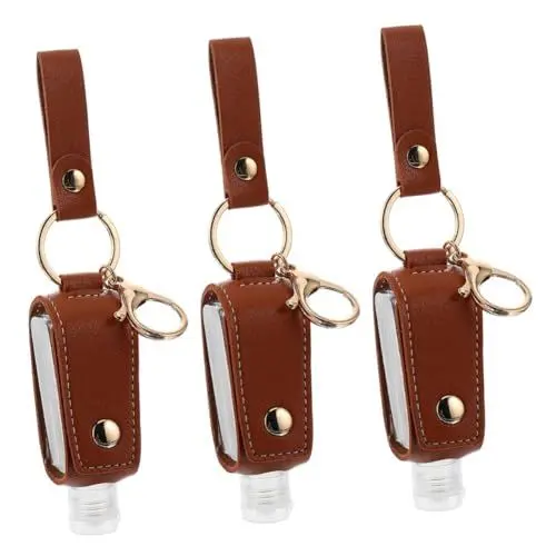 Produktbild: Beavorty 3 Sätze Fall für Hand Keychain Portable Hand Holder Flaschenverschluss Handwaschflüssigkeit schmücken Lederetui Schlüsselbund