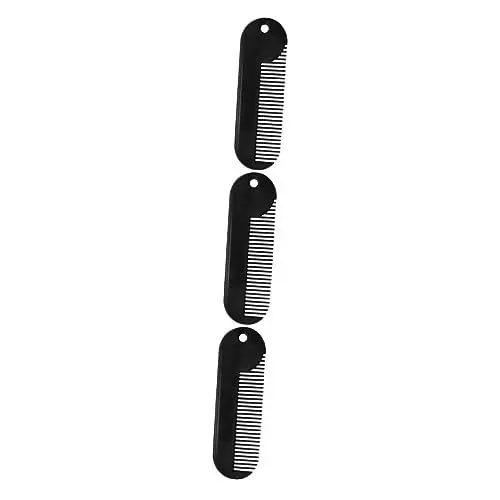 Produktbild: Beavorty 3-teiliger Bartkamm Aus Zinklegierung Für Männer Robustes Styling-tool Tragbares Haar-accessoire Schwarzer Griff