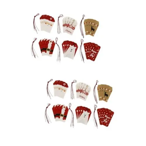 Produktbild: Beavorty 48 Stk Weihnachtsaufzug Weihnachtspapieranhänger Bedruckbare Geschenkanhänger Hängendes Weihnachtsschild Kraft-weihnachtsanhänger Weihnachtsgeschenketiketten Weihnachtsetikett
