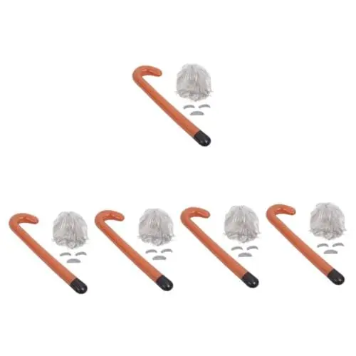 Produktbild: Beavorty 5 Sätze Opa-anzug Alter Mann Cosplay Stock Halloween-cosplay-kit Set Mit Perücken Und Schnurrbärten Kostümset Für Alte Männer Alter Professor Cosplay-kit Hochtemperaturdraht