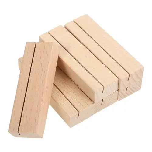 Produktbild: Beavorty 6 Stück Holz-Tischkartenhalter Holzschildhalter Tischnamen-Tischkartenständer Rustikale Fotohalter Für Hochzeiten Einzelhandelsgeschäfte Partys Jubiläen