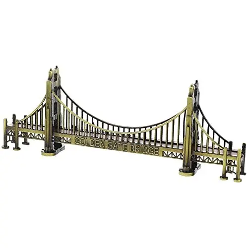 Produktbild: Beavorty Golden Gate Bridge Modell 3D Metall Architektur Ornament Welt Wahrzeichen Gebäude Tourist Souvenir Geschenke für Bücherregal Desktop Dekoration
