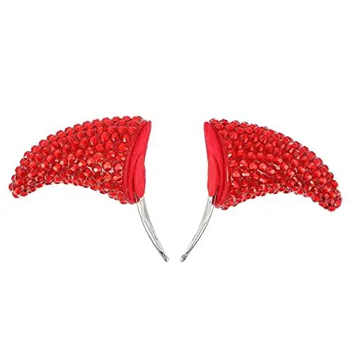Produktbild: Beavorty Teufelshörner-Haarspange, 2 Stück, Strass-Halloween-Cosplay-Kostüm-Kopfbedeckung, rote Horn-Haarnadeln für Halloween-Cosplay