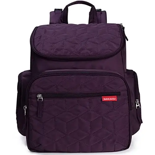Produktbild: Bebamour Baby Wickelrucksack Wickeltasche mit Wickelunterlage Multifunktional Große Kapazität Babytasche Reisetasche für Unterwegs(Dark Purple)