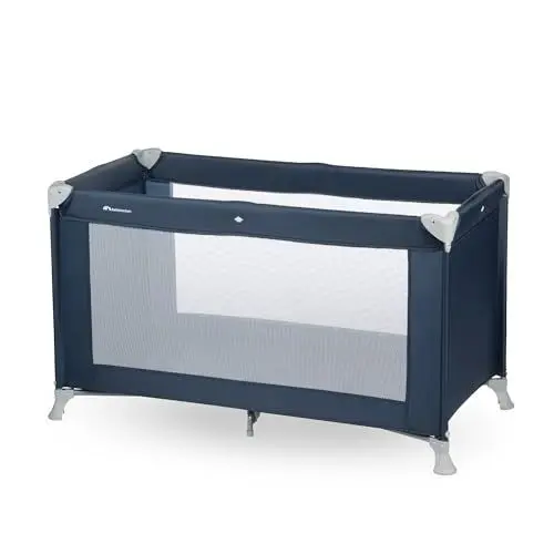 Produktbild: Bebeconfort Soft Dreams, Reisebett Baby, 0–3 Jahre (0–15 kg), leichtes Reisebettchen, Matratze aus Holzfasern & Schaumstoff (60 x 120 cm), Tragetasche, kompakt zusammenklappbar, Navy Blue