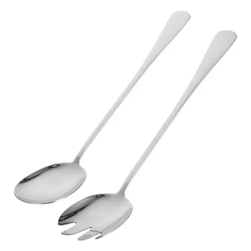 Produktbild: BEBEMOKO Großes Servierlöffel-Set Aus Edelstahl Mittagessen-besteck Gabeln Für Buffet Einfach Zu Verstauen Und Zu Tragen