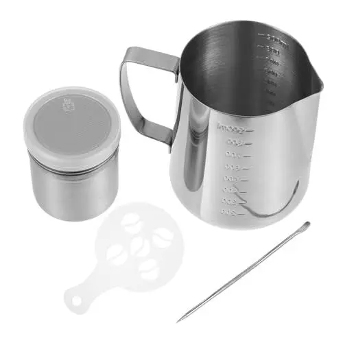 Produktbild: BEBEMOKO 1 Set Pull Cup Krüge Milchkännchen Kaffee Latte Cappuccino Getränk Latte Cup Becher Kaltgeblasene Kaffeemaschine Wiederaufladbarer Wiederverwendbarer Milchaufschäumkrug