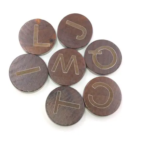Produktbild: BEBEMOKO 1tasche Holzscheibe Runde Buchstaben Graviert Holzschmuck Naturhandwerk Material Für Basteln Und Lernen