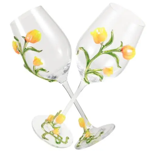 Produktbild: BEBEMOKO 2stücke Dekorative Tulpenform Wein Schnaps Behälter Party Deko Weinbecher Innenbereich