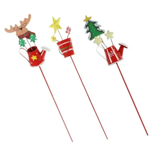 Produktbild: BEBEMOKO Metall-weihnachtsstecker Blumentopf Blumentopf-Einsatz Dekoration Weihnachts-gartenstecker Hofschild Für Weihnachtsdekoration