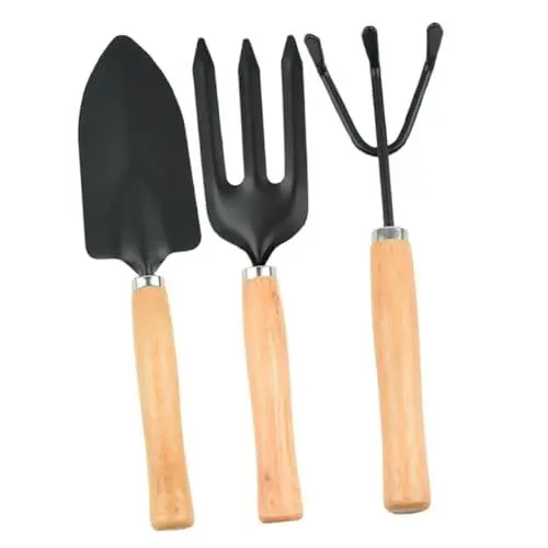 Produktbild: BEBEMOKO 3 Stück Gartenwerkzeug Set Teiliges Set mit Schaufel Handkelle und Handrechen für Drinnen und Draußen für Gartenarbeit und