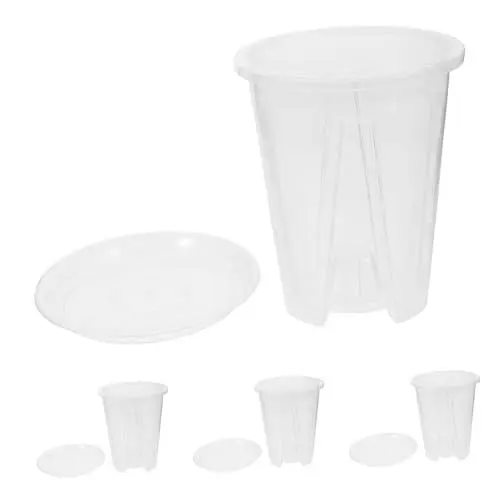 Produktbild: BEBEMOKO 4er-Pack Orchideen-pflanzgefäße Aus Kunststoff mit Drainagelöchern Schalen Dekorative Blumentöpfe für Orchideen