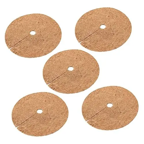 Produktbild: BEBEMOKO Kokosfasermatte 5er Set Coir Mulch Ringe Für Pflanzen Runde Kokosnuss Topfunterlagen Ideal Zum Mulchen Von Blumen Gemü Und Sukkulenten Schützt Wurzeln Und Boden Feucht Kokos-mulchscheibe