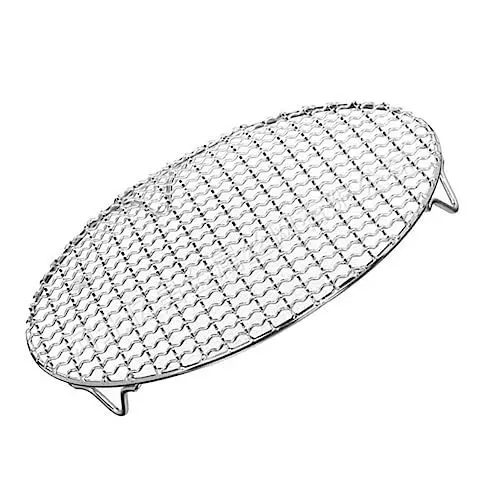 Produktbild: BEBEMOKO Grillnetz edelstahlrost burgergrill Grillrost für Fleisch für grillzubehör Dampfgarer für Tamales Backofen-Grillrost rundes Grillgitter Bratengrillgitter Rostfreier Stahl Silver
