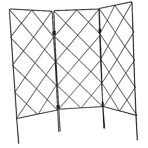 Produktbild: BEBEMOKO Stützhalterung Für Den Garten Gemüse Spalier Pflanzenkletterständer Mini-Pflanzen Faltzaun Gurkenspalier Für Hochbeet Outdoor-töpfe 4x4 Growzelt Wandspalier Faltbar Eisen Black
