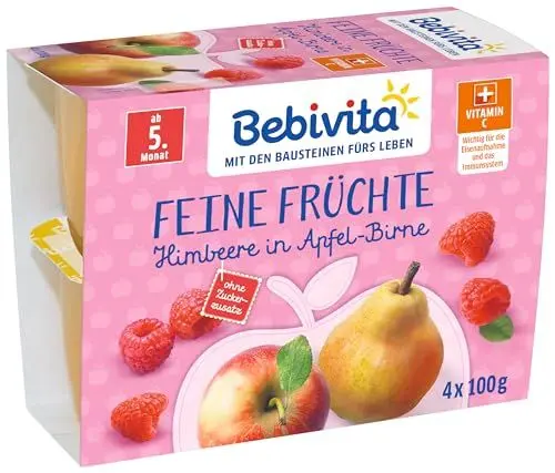 Produktbild: Bebivita Feine Früchte, Himbeere in Apfel-Birne, 6er Pack ( 6 x 4 x 100 g )