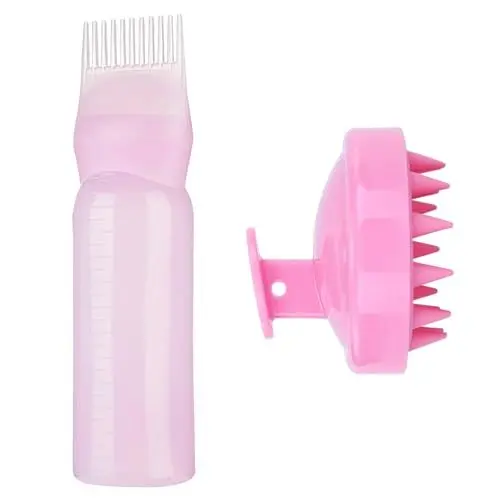 Produktbild: Bebochoi 160 ml Haaröl-Applikator mit Skala, Wurzelkamm-Applikatorflasche mit Kopfhaut-Massagebürste, für die Haar-Kopfhaut-Behandlung unverzichtbar
