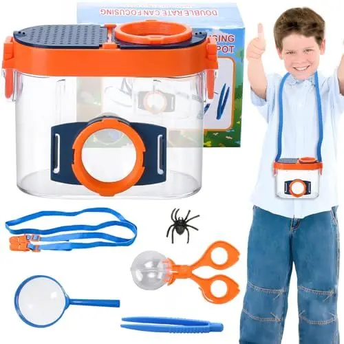 Produktbild: Becherlupen für kinder,insekten kinder forschen,becherlupen,5X Lupendose,Kinder zum Beobachten von Insekten,Kinderspielzeug Abenteuerset mit Insektenbox,Kinder Outdoor Wissenschaft Natur Erkundung