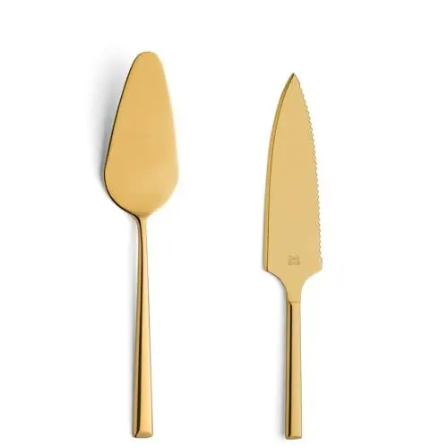 Produktbild: Beckmann & Rommerskirchen B&R 1107 Kuchenheber Set, 2-teilig, Edelstahl, Gold, Tortenheber Set, Kuchenmesser, Tortenmesser, Dessertbesteck, PVD Besteck
