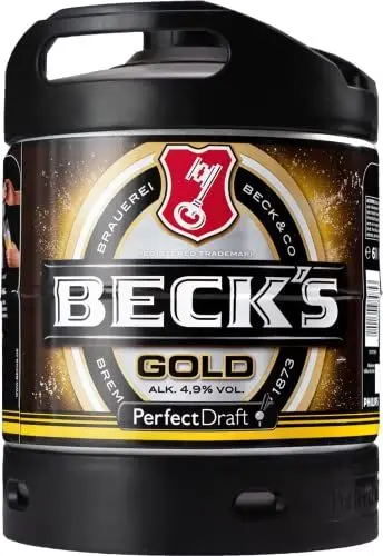 Produktbild: BECK'S Gold Helles Lager Bier Perfect Draft (1 x 6l) MEHRWEG Fassbier