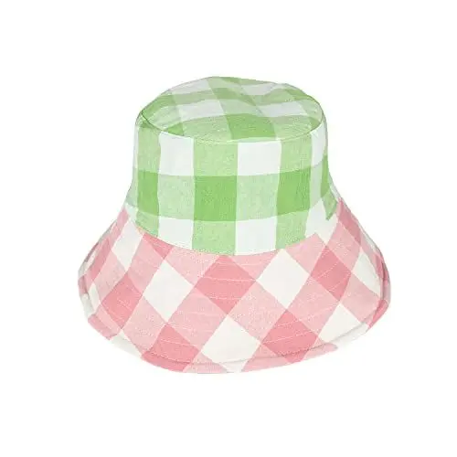 Produktbild: Becksöndergaard Maisie Bucket Hat Damen in Grün Rosa kariert aus 100% Baumwolle - Sonnenhut/Sommerhut mit grafischen Muster - 2201872002