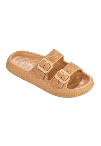 Produktbild: Beco Pantoletten Damen – Airkiss-Leisure Badeschuhe Damen, ultraleichte Badeschlappen für Damen mit innovativer Luftpolstersohle – in Beige, Größe 37