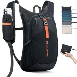Produktbild: BECOJADDE 15L Wanderrucksack Herren Kleiner Rucksack Damen Leichter Daypack Tagesrucksack Faltbarer Trekkingrucksack für Camping Outdoor Wandern Travel Schwarz